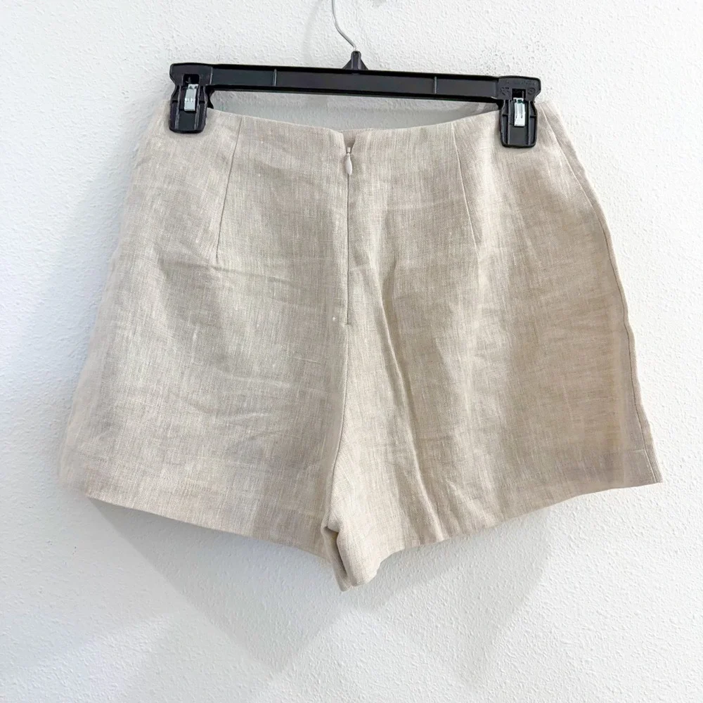 Reformation 100% Linen Old Money Natural Ecru Shorts Retro Boho Preppy 0